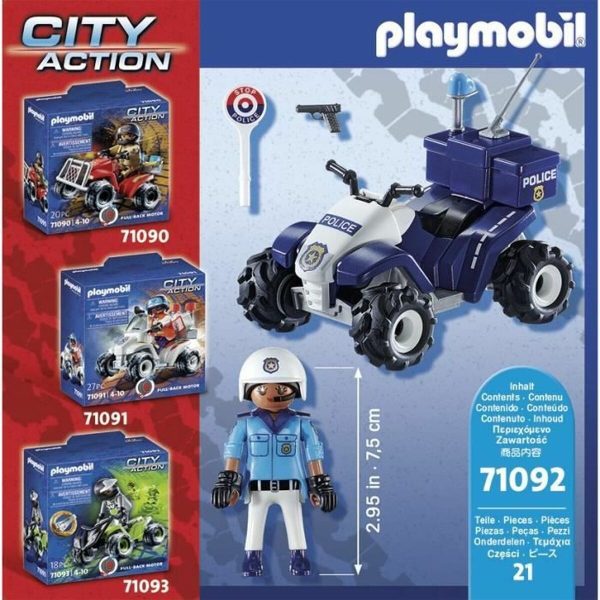 Jeu de Véhicules Playmobil City Action: Policeman and Quad 71092 Police 21 Pièces Hot on Sale